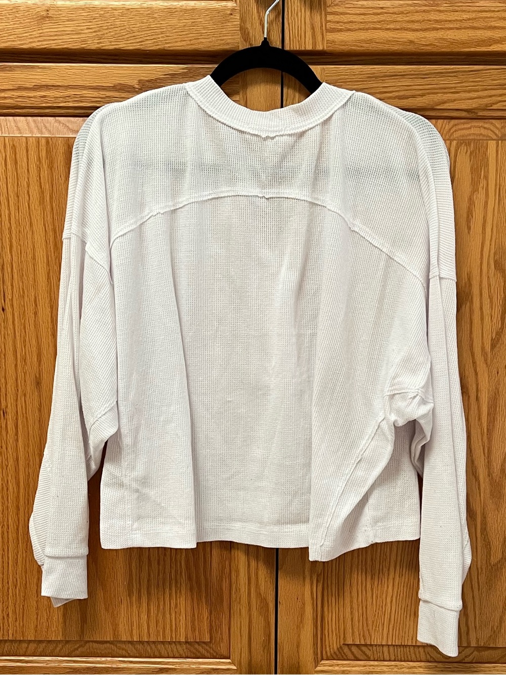 Bucketlist White Long-Sleeve Waffle Knit Pullover Top, GUC, Size S - Picture 2 of 5